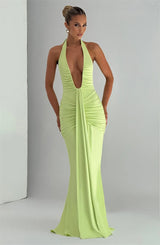 Elegant Deep V-Neck Halter Maxi Dress