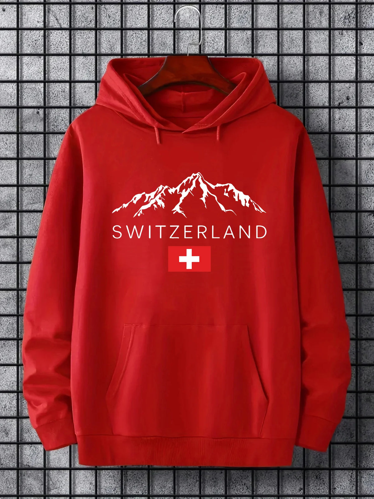 Men's Mountain Print Fleece Hoodie