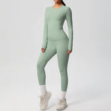 2 PCS Sportswear Yoga Set Gym Clothes Yoga Suits For Women Fitness Set Tracksuits Sports Long Sleeve Crop Top Gym Leggings
