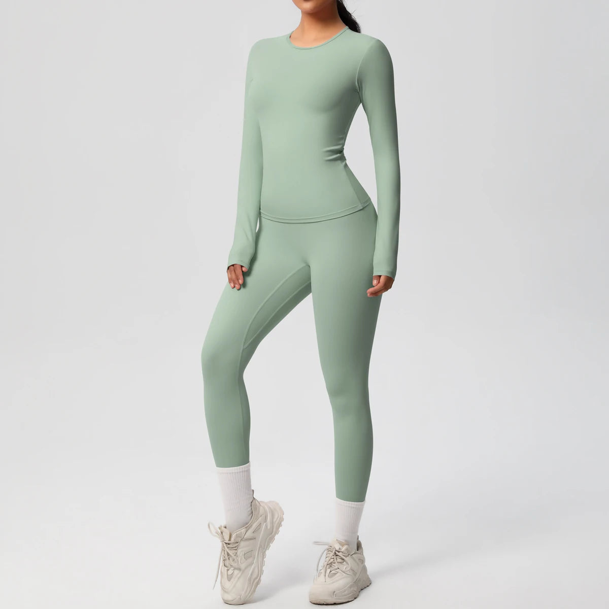 2 PCS Sportswear Yoga Set Gym Clothes Yoga Suits For Women Fitness Set Tracksuits Sports Long Sleeve Crop Top Gym Leggings