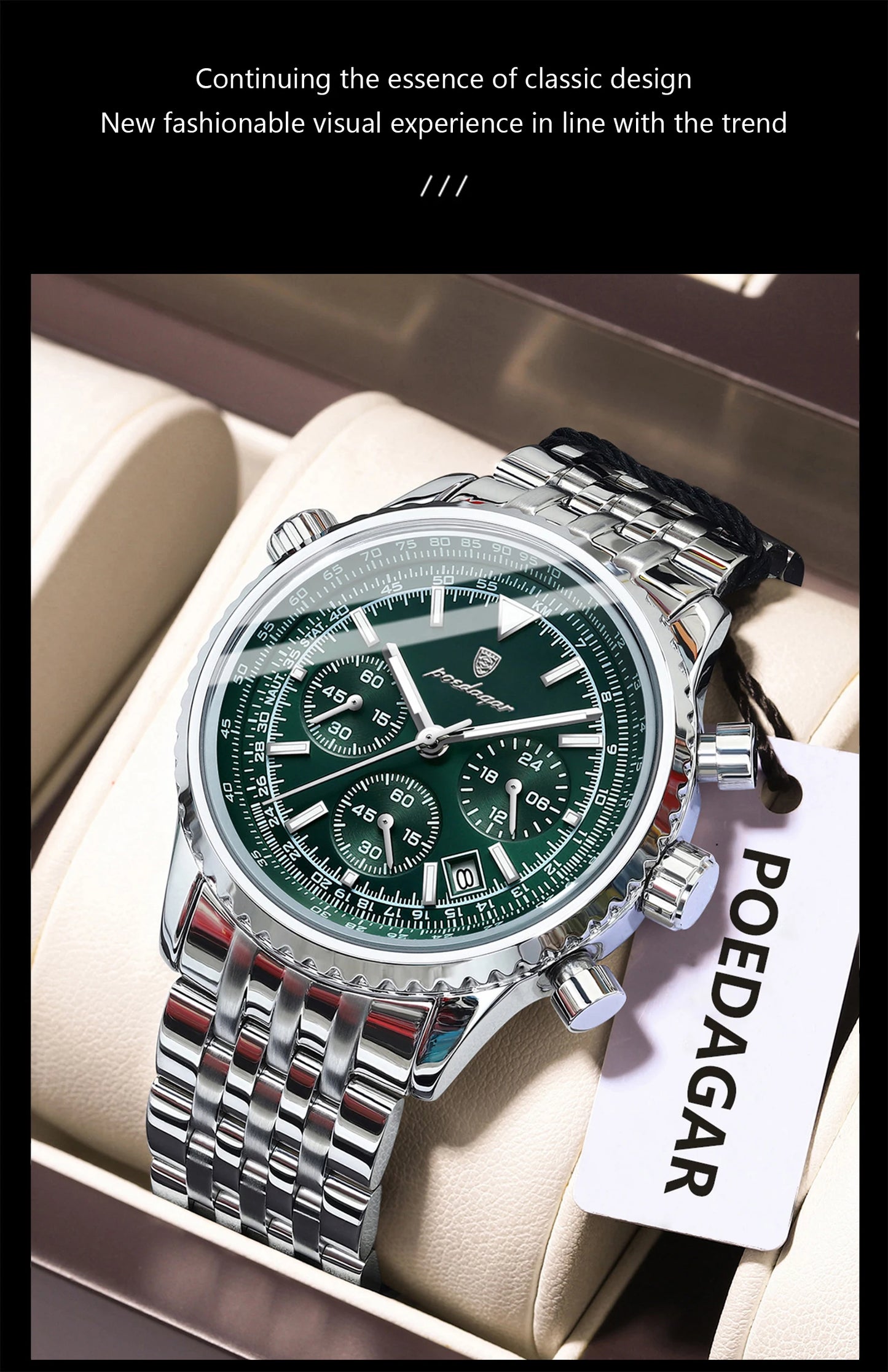 POEDAGAR Men's Luxury Chronograph Wristwatch