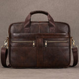 Luufan Genuine Leather Men's Business Handbag 15" Laptop Briefcase Bag Male A4 Document Shoulder Message Computer Bag Work Tote