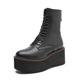 Genuine Leather Winter Wedge Boots