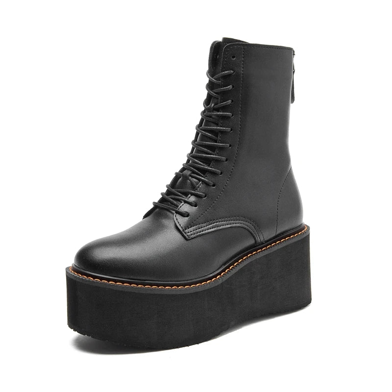 Genuine Leather Winter Wedge Boots