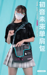 Bandai Hatsune Miku Buckle Shoulder Bag Cartoon Hatsune Miku Large Capacity Cool Storage Bag Anime Peripherals Holiday Gifts