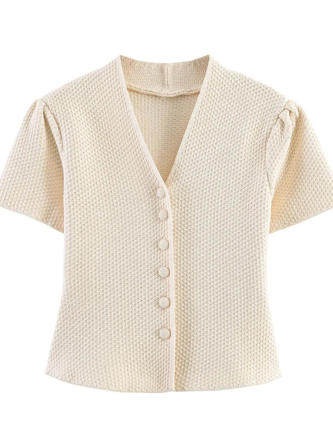 Summer minimalist style V-neck slim fit structured knit short sleeved knitted jacket with suspender short top and half skirt