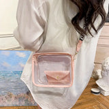 Transparent Crossbody Bag for Women Candy Color Letter Fashion Shoulder Bag PVC Transparent Jelly Bag Small Square Bag