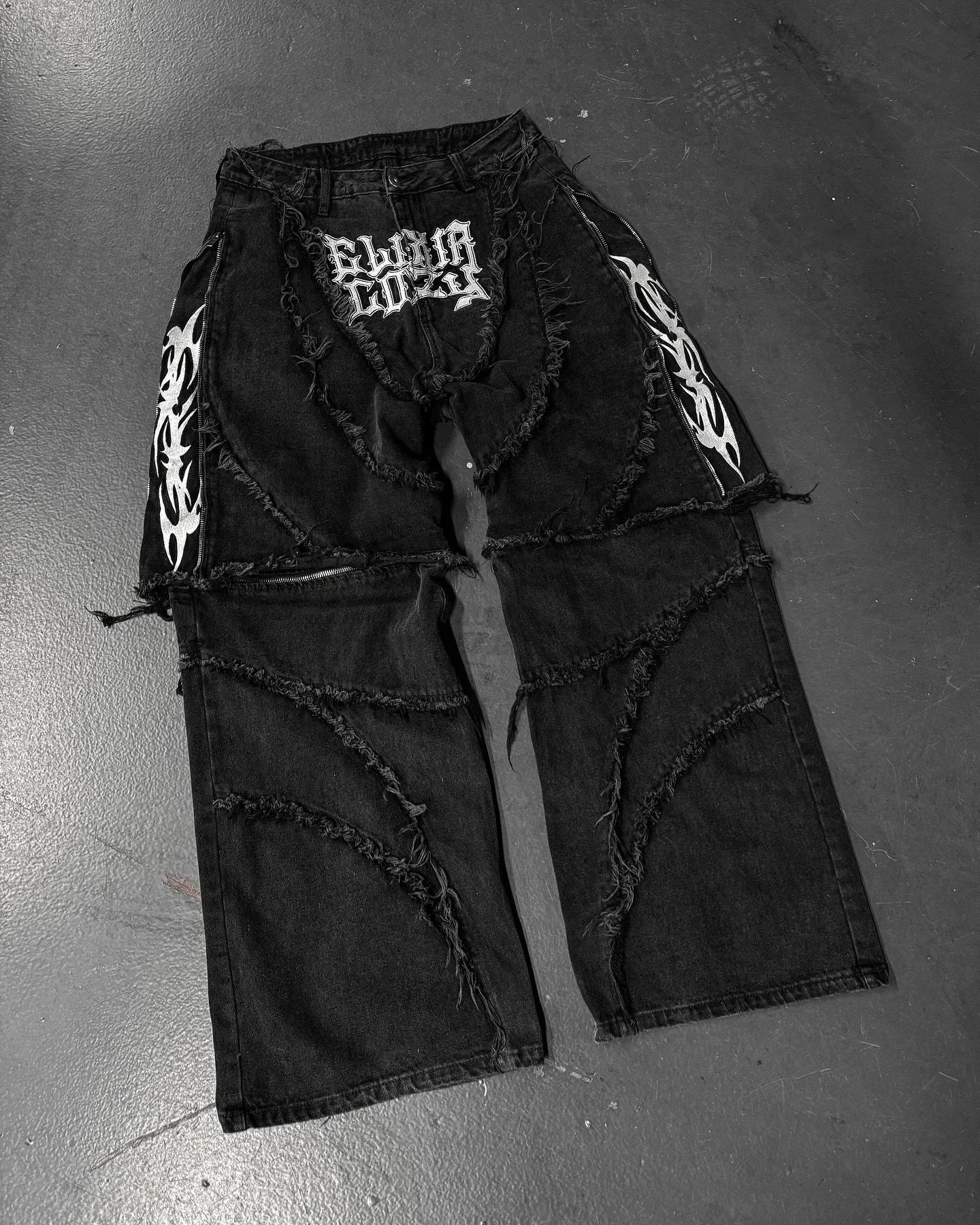 Y2K Patchwork Stripe Fur-Trim Jeans