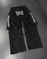 Y2K Patchwork Stripe Fur-Trim Jeans