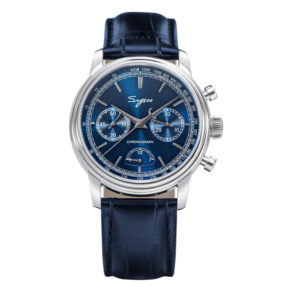 Sugess Pilot Watch Men ST1906 Movement Handwind Chronograph Wristwatches Sapphire Waterproof Hand Wind PowerReserve Luminous V2