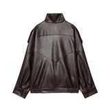 MUJER Faux Leather Jackets for Women Oversize Women's Bomber Jacket Fashion Winter Womens Coats Outerwears Demi-season Jackets