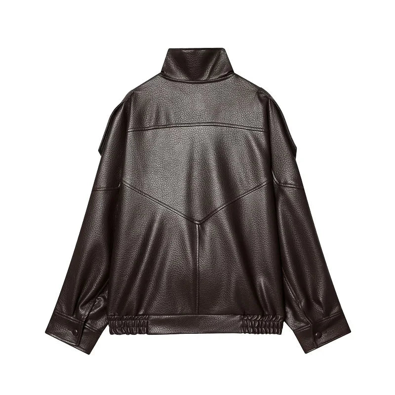 MUJER Faux Leather Jackets for Women Oversize Women's Bomber Jacket Fashion Winter Womens Coats Outerwears Demi-season Jackets