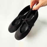 Round Toe Mary Jane Flats with Butterfly Knot