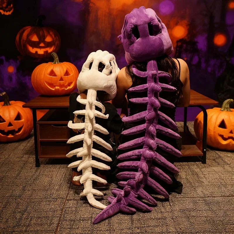 115cm Cosplay Wearable Dinosaur Skeleton Headgear Funny Party Decor Doll Soft Stuffed Animal Soft Plush Halloween Game Prop Gift