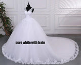 Pure White Wedding Dresses Elegant Boat Neck Ball Gown Simple Vestido De Noiva Plus Size Robe De Mariee