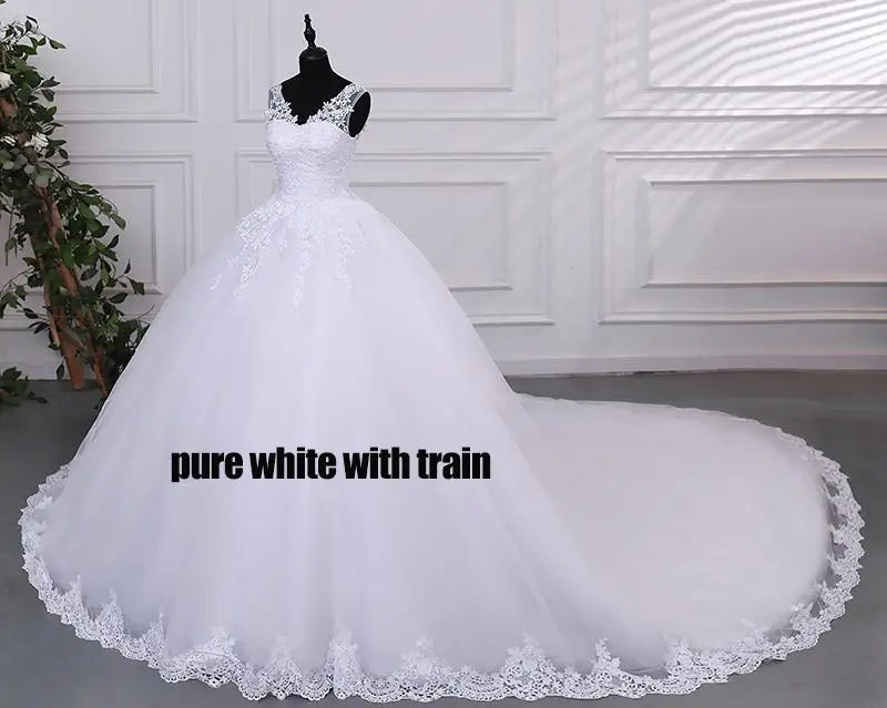 Pure White Wedding Dresses Elegant Boat Neck Ball Gown Simple Vestido De Noiva Plus Size Robe De Mariee