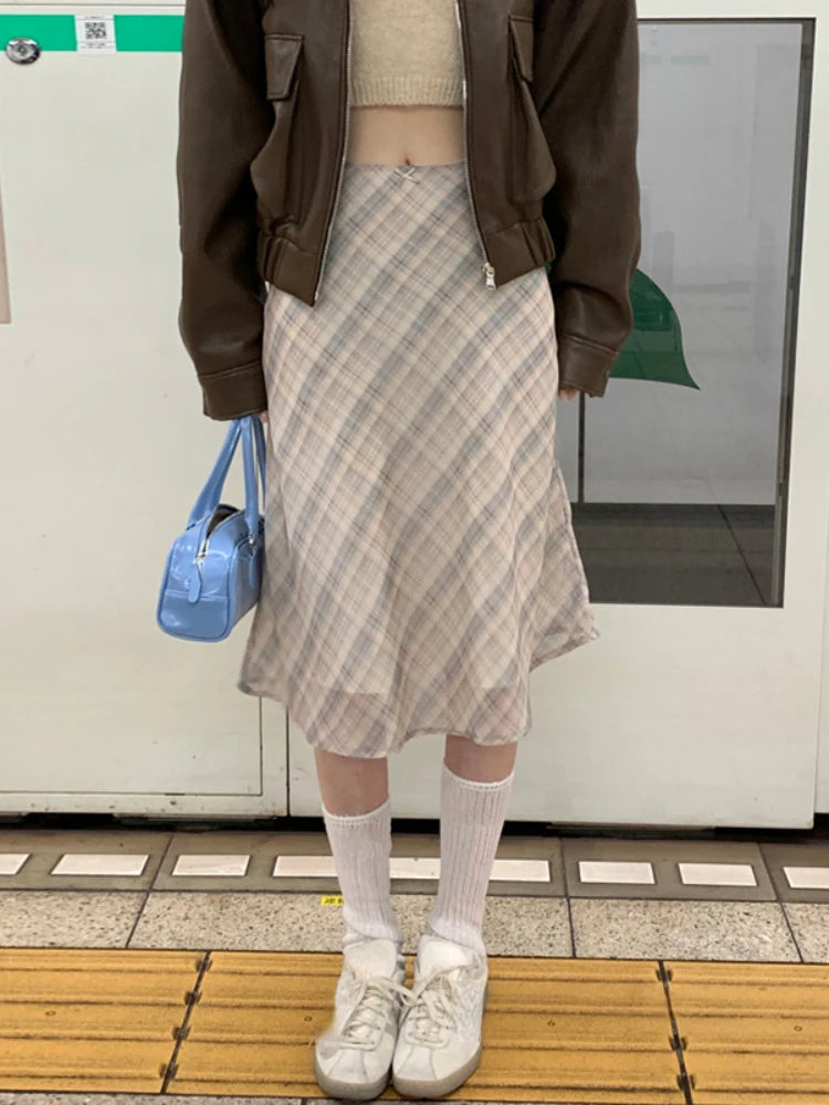 Vintage High-Waist Pleated A-Line Skirt
