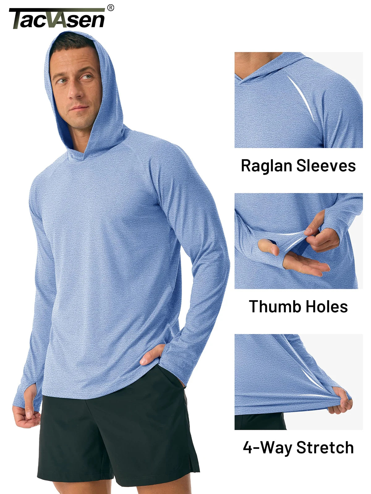 Men's UPF 50+ Sun Hoodie — Long Sleeve Quick-Dry Rash Guard