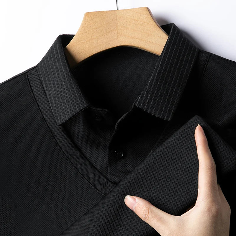 Men's Contrast Polo Shirt – Relaxed Long Sleeve Layered Look
