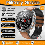 2025 New 1000mAh Battery Sports SmartWatch 1.73" AMOLED Screen 10ATM Waterproof Compass Altimeter Military T-Rex3 Smartwatch Men