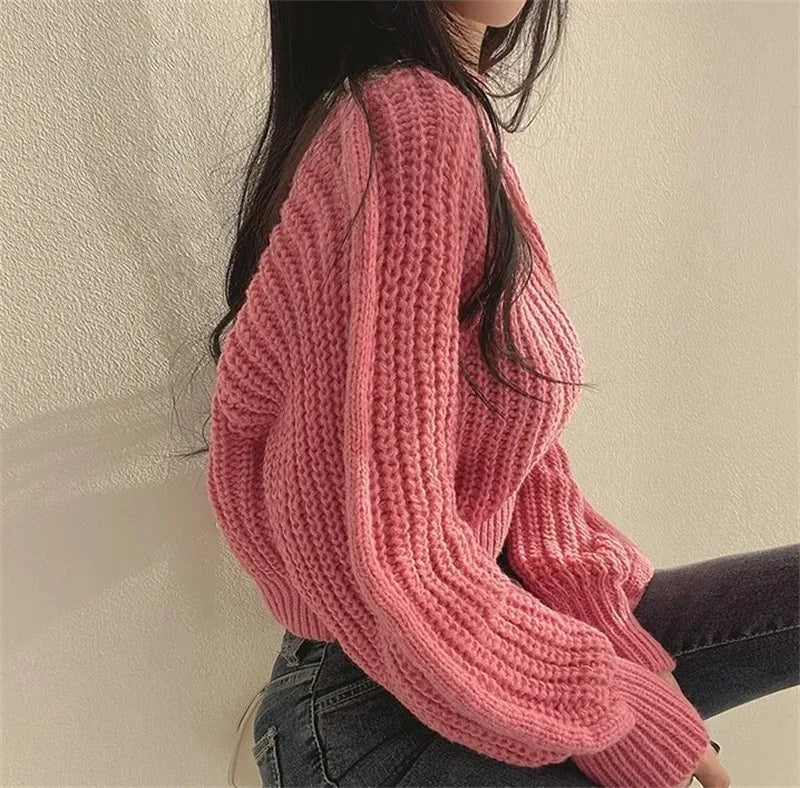 Women's Loose-Fit Crew Neck Knit Sweater