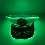 New Luminous White Sailor Captain Yacht Caps Wheat Embroidery LED Glow Navy Marine Hat Men Women Cosplay Halloween Costume Hats