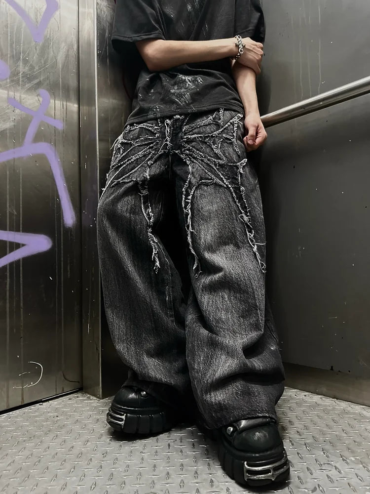 Y2K Phantom Spider Patch Baggy Jeans