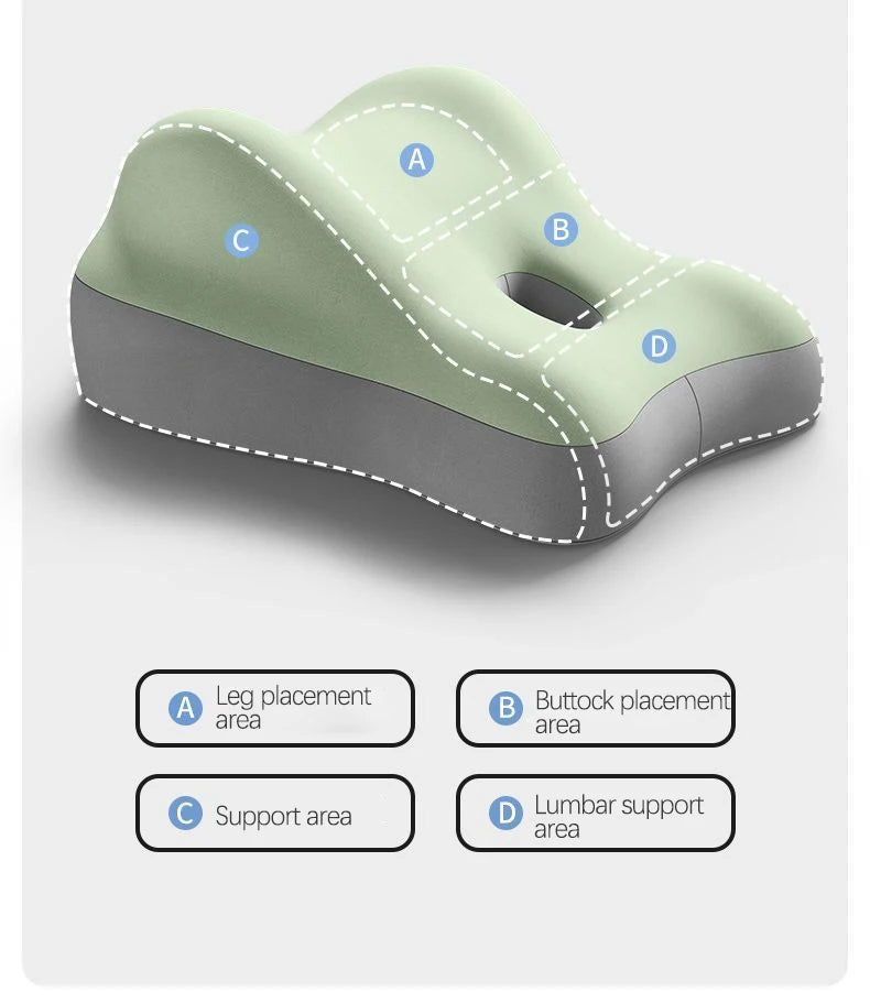 Ergonomic Memory Foam Waist Cushion Green Contoured Tummy Pillow Multi-Functional Support Pillow for Prone Sleep & Reading