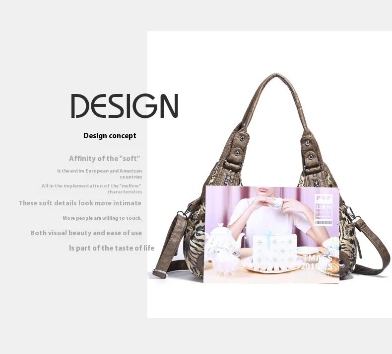 Women Handbags Leopard Bag Top-handle Handbag Fashion Satchel Dumpling Pack Shoulder Bag Tote Bag Hobos Large Purse
