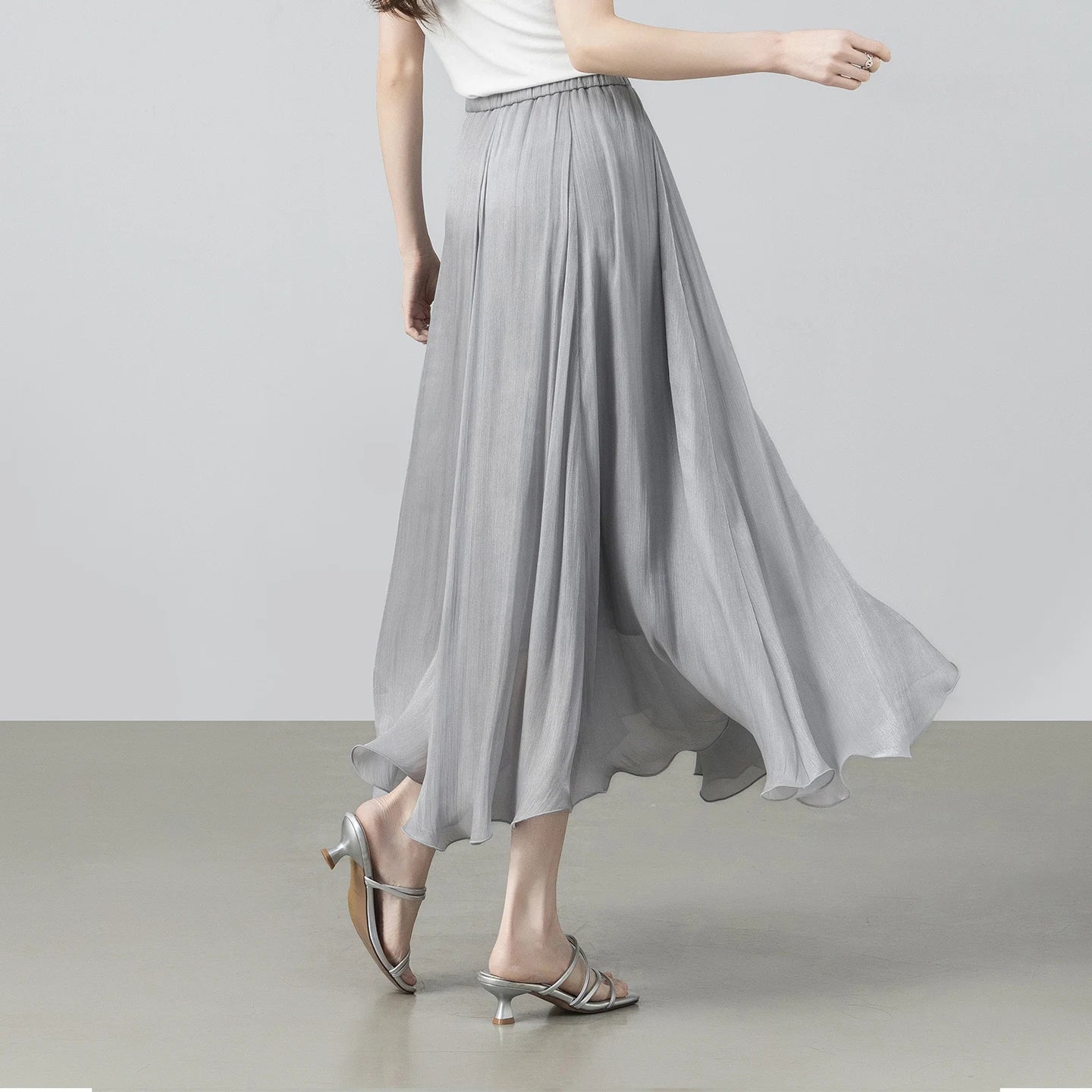 Sentubila Flowy A-Line Skirt – Iridescent Sheen