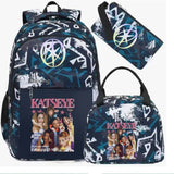 Hot Katseye Funny Print Backpacks WIth Lunch Bags Multi-pocket Camouflage Teens Travel Laptop Backpack Women School Bag Mochila