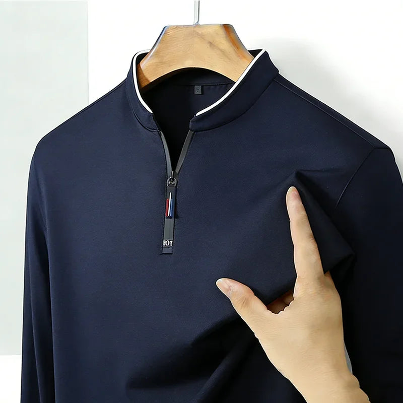 Men's Half-Zip Polo | Wrinkle-Free Long Sleeve Top