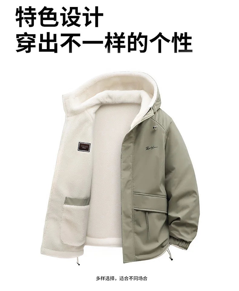 Men’s Fleece-Lined Hooded Winter Jacket