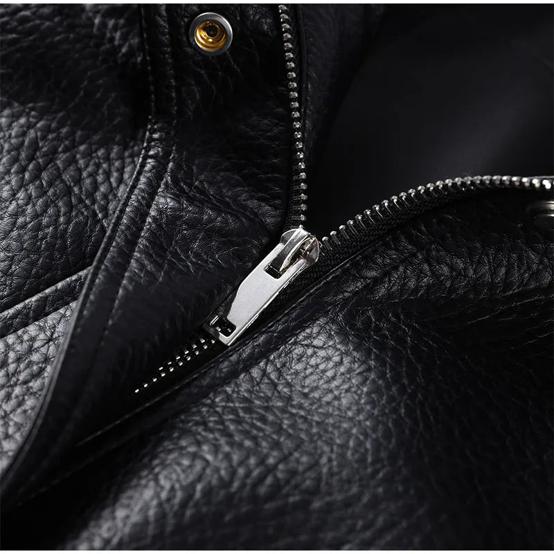 Chic Stand Collar Leather Jacket