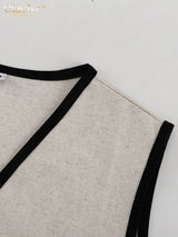 Clacive Summer Slim Khaki Cotton 2 Piece Set Woman Outfit 2025 Fashion Sleeveless Crop Top With High Waist Shorts Set Streetwear