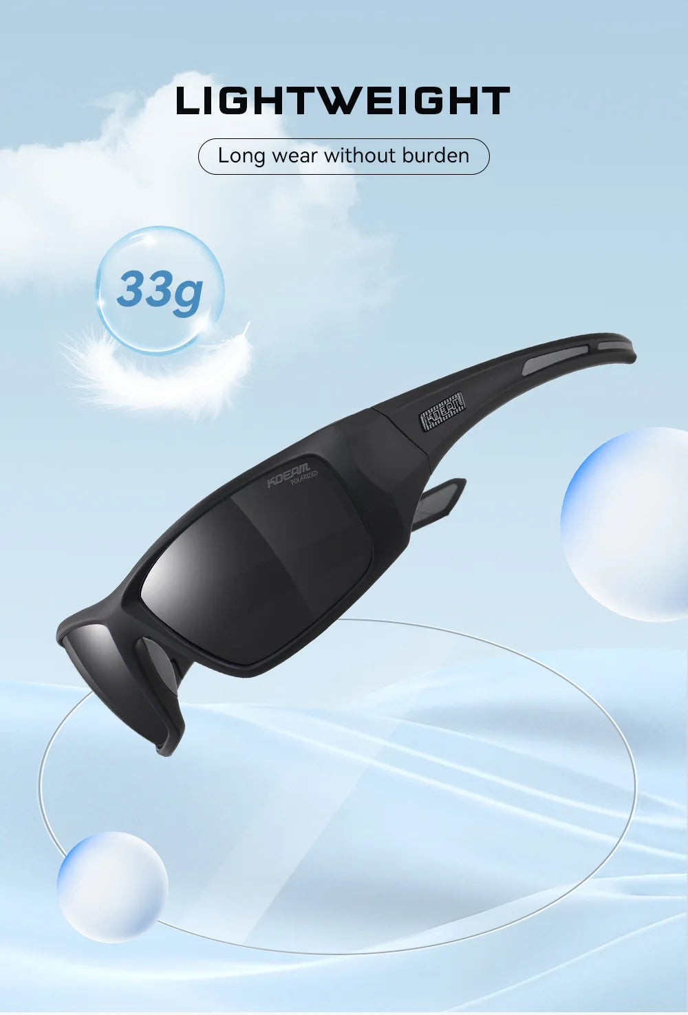 KDEAM New Polarized Fishing Sunglasses TR90 Frame Comfortable Anti slip Design Outdoor Fashion Sports Glasses Men Women Goggles