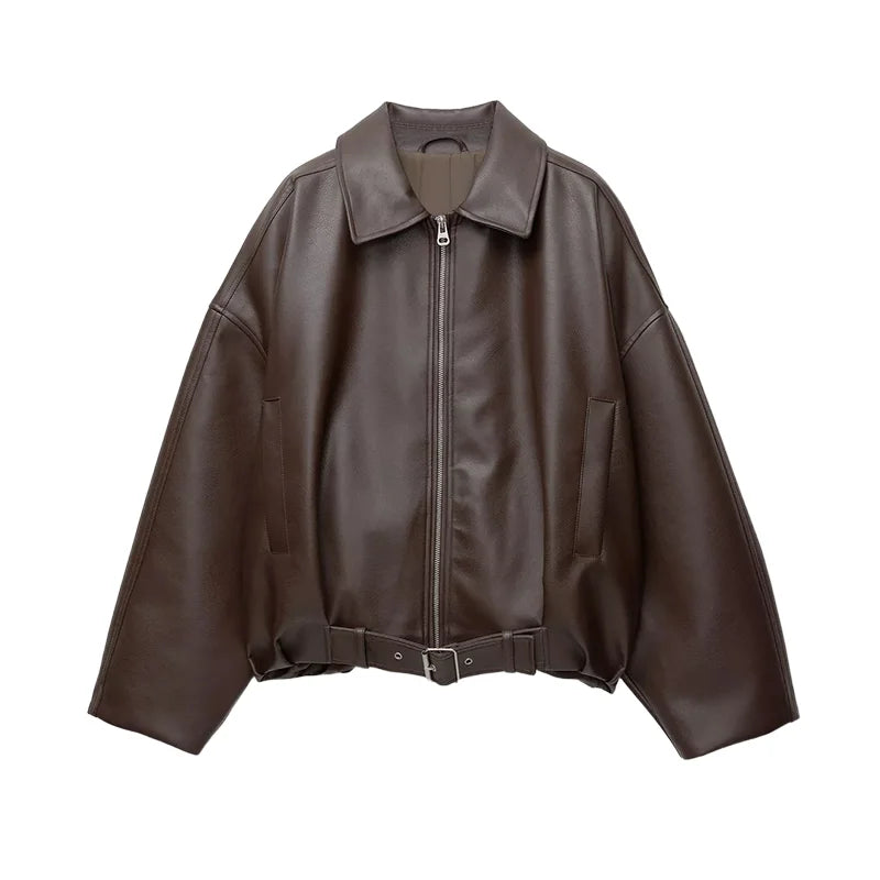Chic Stand Collar Leather Jacket