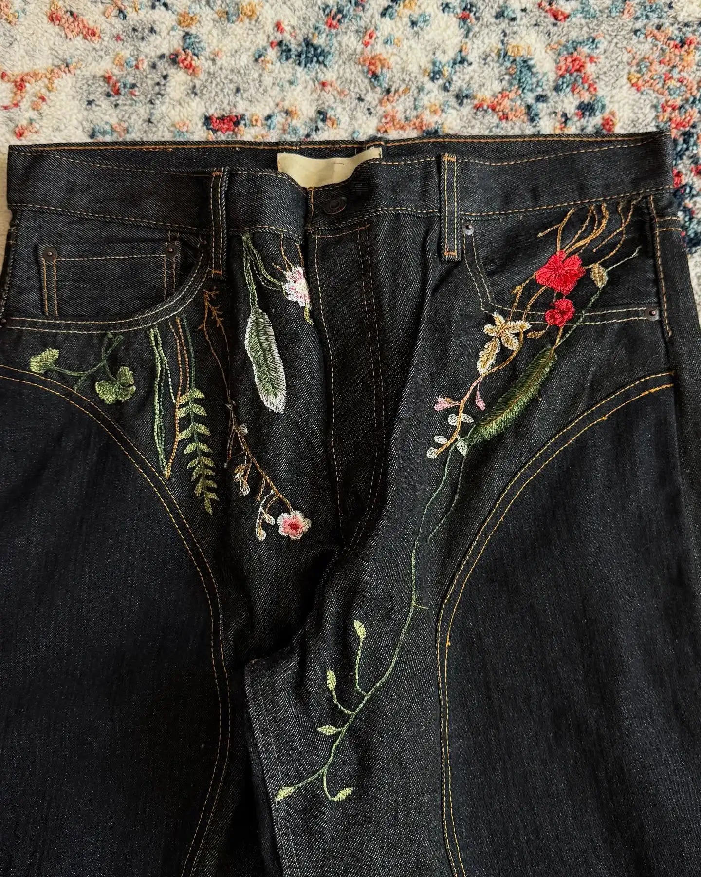 Y2K Floral Embroidery Baggy Jeans