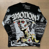 Mixed Emotion Oversized Cotton Long Sleeve T-Shirt