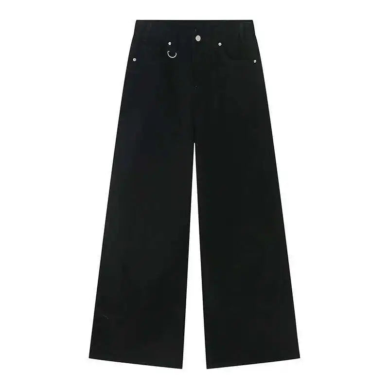 Retro Washed Wide-Leg Denim Trousers