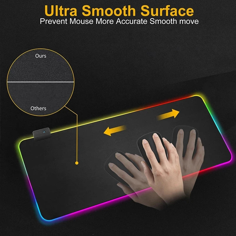 RGB LED Light Mousepad Waterproof Large Gaming Mouse Pad Gamer Mouse Carpet Big Mause Keyboard Pad PC Desk Play Mat with Backlit