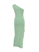 Women's One-Shoulder Sleeveless Backless Split Midi Dress