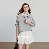 Women’s Green Colorblock Collared Sweatshirt