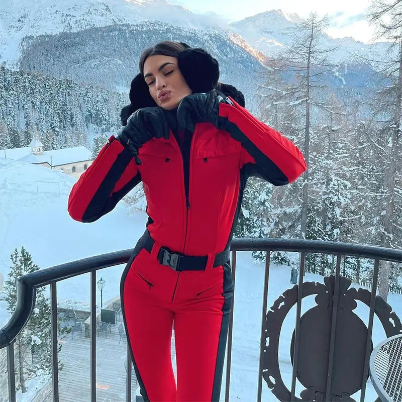 All-Weather Waterproof Hooded Ski Jumpsuit