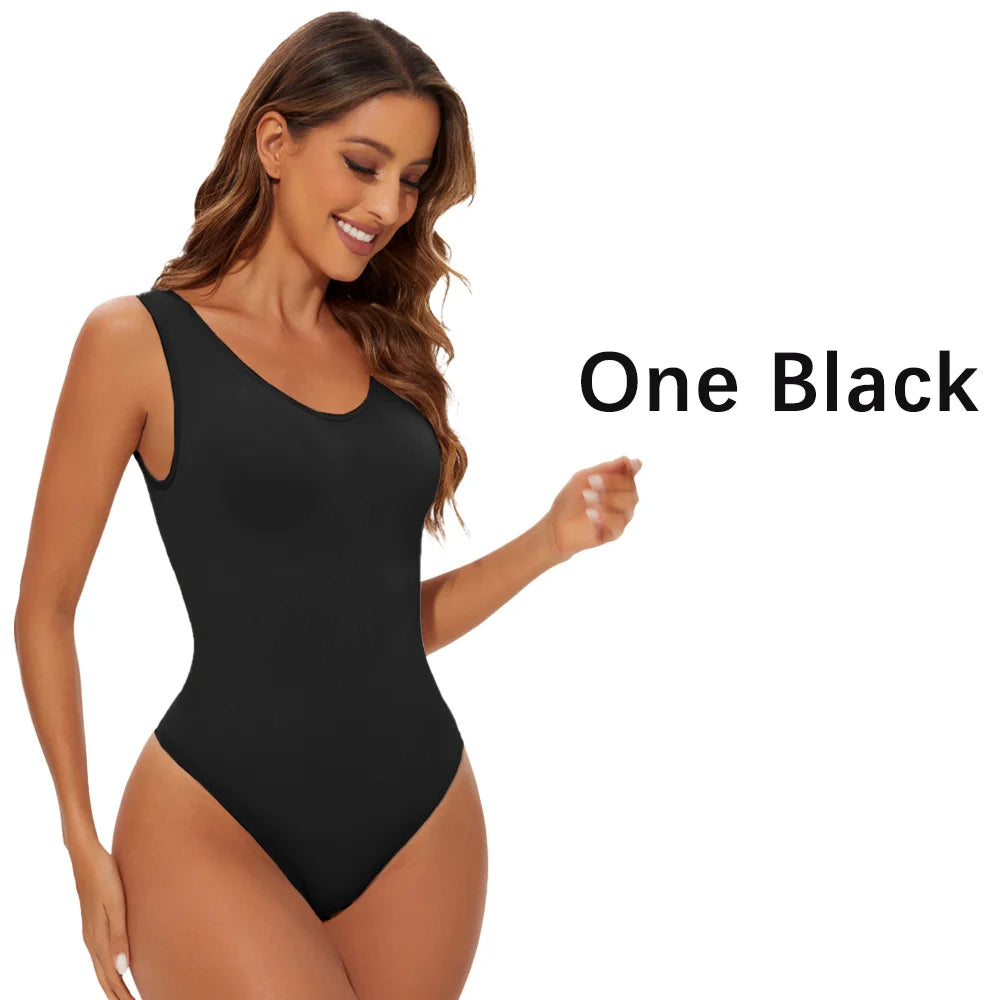 Seamless Thong Shapewear Bodysuit – Firm Tummy Control Fajas Body Shaper for Women