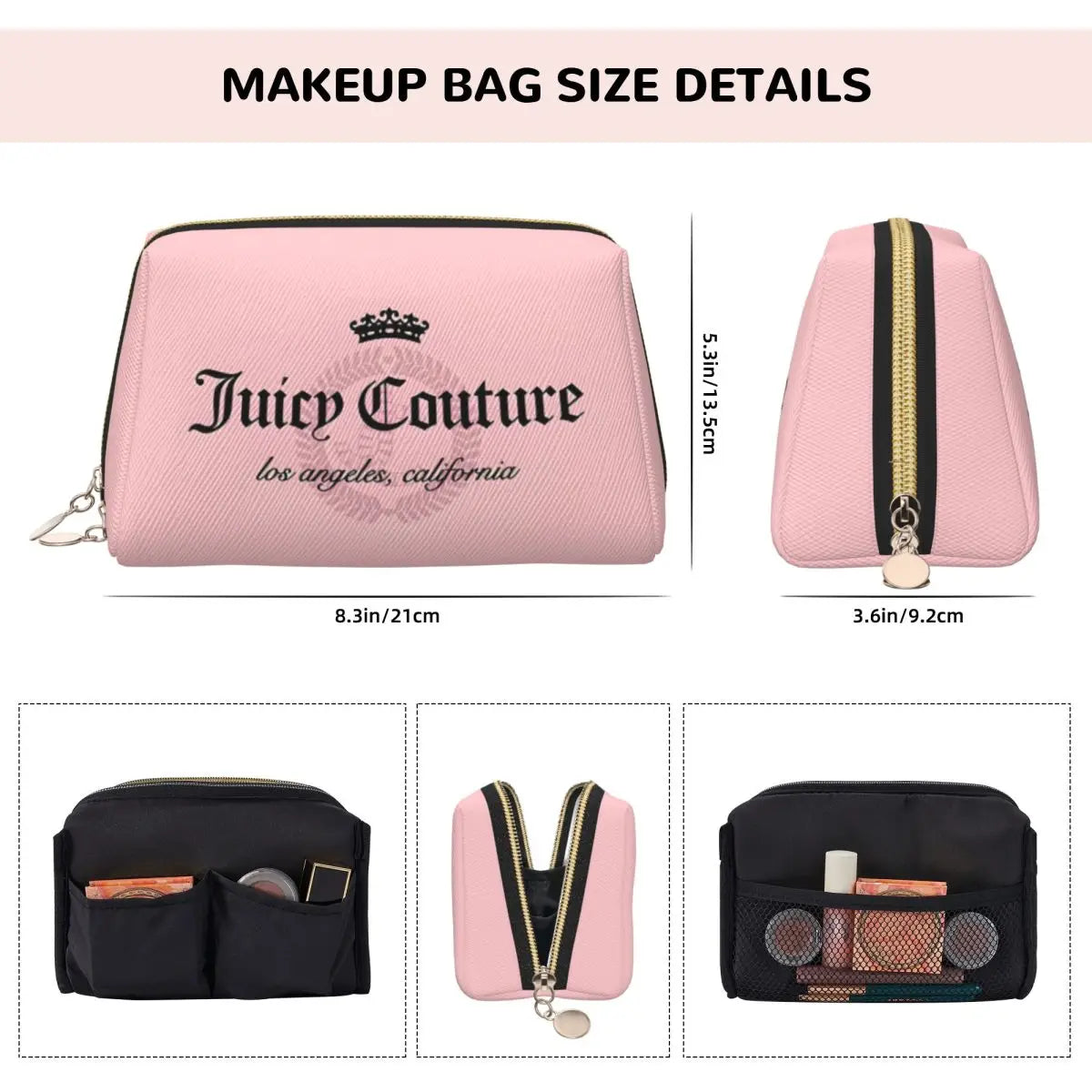 J-Juicy-C-Couture Makeup Bag Zipper Pouch Travel Cosmetic Bags Large Leather Portable Cosmetic Bag for Women