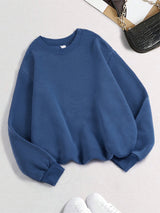 Winter Womens Solid Sweatshirts Casual Comfortable Warm Hoodies Loose Crewneck Fleece Pullover Tops Autumn Womans Streetwear