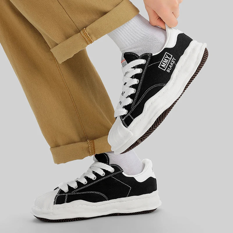 Unisex Thick Sole Board Sneakers — Breathable Lace-Up Casual Walking Shoes
