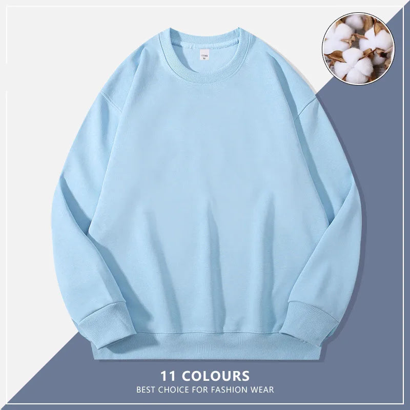 Custom Embroidery Logo Solid Sweatshirts Spring Autumn Warm Sweatshirt High Quality Men Tops Male Brand Hip Hop Pullover