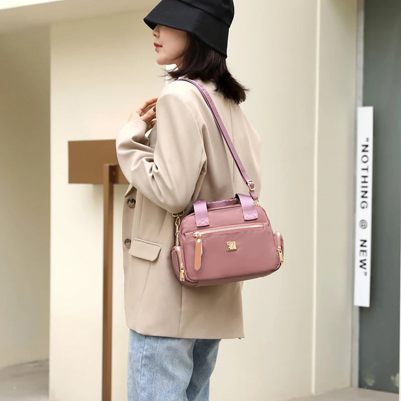 High Quality Fabric Women Shoulder Bag Pretty Style Gilrs Shopping Messenger Bag Fashion Casual Double Layers Women Handbag